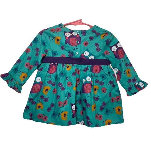 Toffee Apple Girls Purple & Green Cute Owl Buttoned Dress NWT Size 18 Months - Picture 5 of 10